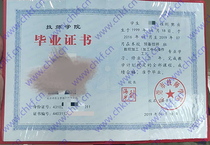 东莞市技师学院毕业证样本图片