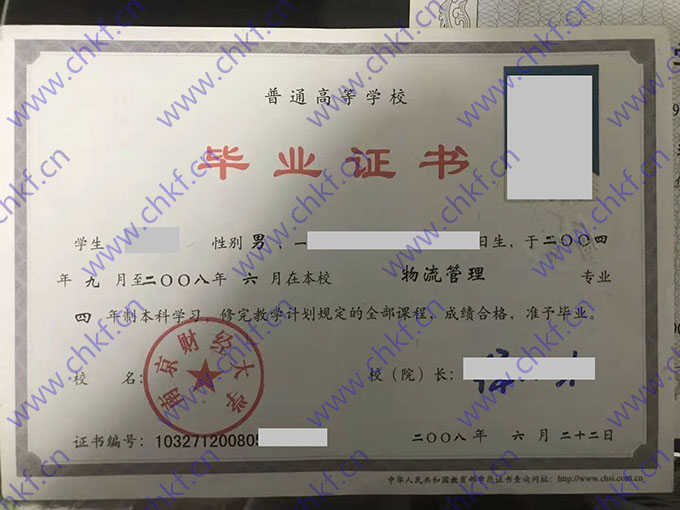 南京财经大学本科毕业证学位证样本 第2张